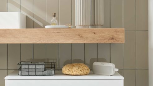 Waschtisch-Set / Waschbecken-Set Interliving aus Holz in Holzfarben Interliving Bad Serie 3725 – Konsolen-Set Eiche Sierra - Länge ca. 140 cm