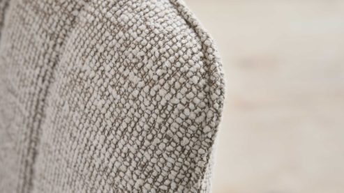 Polsterstuhl Interliving aus Stoff in Weiß Interliving Esszimmer Serie 5102 – Armlehnstuhl Eiche bianco & leinenfarbener Jacquard Lodge L07
