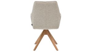 Tischgruppe Interliving aus Holz in Holzfarben Interliving Esszimmer Serie 5102 – Essgruppe im Skandi-Style Eiche Bianco & leinenfarbener Jacquard Lodge L07 - siebenteilig