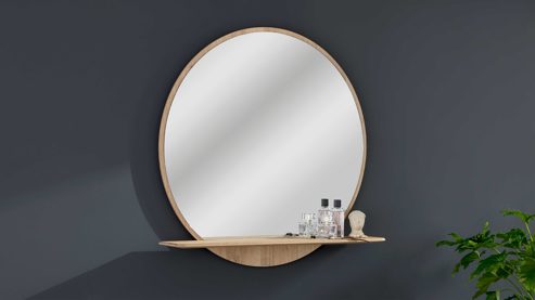 Wandspiegel Interliving aus Holz in Holzfarben Interliving Garderoben Serie 6014 - Wandspiegel Wildeiche - Durchmesser ca. 84 cm