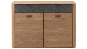 Schuhschrank Interliving aus Holz in Holzfarben Interliving Garderoben Serie 6014 - Schuhschrank Wildeiche & Granitfurnier - zwei Schubladen, zwei Türen, Breite ca. 135 cm