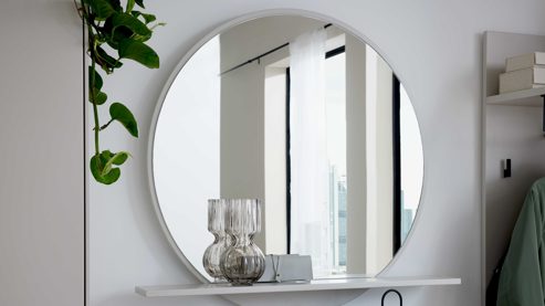 Wandspiegel Interliving aus Holz in Weiß Interliving Garderoben Serie 6013 - Wandspiegel Sahara Creme - Durchmesser ca. 84 cm