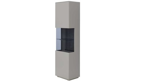 Vitrine Interliving aus Holz in Weiß Interliving Wohnzimmer Serie 2030 PLUS - Vitrine Sahara Creme & Granitfurnier - eine Tür, Breite ca. 45 cm