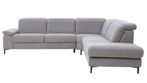 Ecksofa Interliving aus Stoff in Grau Interliving Sofa Serie 4064 - Ecksofa graue Chenille Toni & Fuß W003-01 - Stellfläche ca. 291 x 252 cm