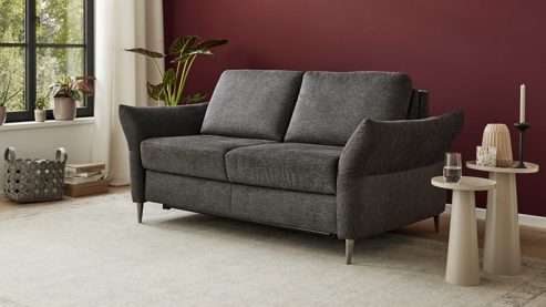 Schlafsofa Interliving aus Stoff in Anthrazit Interliving Schlafsofa Serie 4700 - Schlafsofa 160LÄ anthrazitfarbener Bezug Balu & Aluminiumfüße - Breite ca. 228 cm