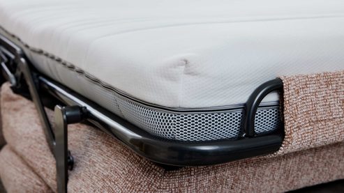 Schlafsofa Interliving aus Stoff in Rosa Interliving Schlafsofa Serie 4700 - Schlafsofa sienafarbener Webstoff Loft & schwarze Aluminiumfüße - Breite ca. 228 cm