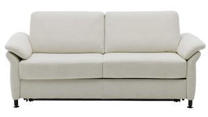 Schlafsofa Interliving aus Stoff in Weiß Interliving Schlafsofa Serie 4700 - Schlafsofa 160LÄ naturweißes Flachgewebe Cyber & schwarze Aluminiumfüße - Breite ca. 228 cm