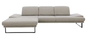 Ecksofa Interliving aus Stoff in Hellgrau Interliving Sofa Serie 4460 - Ecksofa silbergrauer Webstoff Jazz 121 & schwarze Metallfüße - Stellfläche ca. 191 x 308 cm