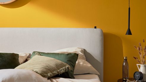 Boxspringbett Interliving aus Stoff in Beige Interliving Boxspringbett Serie 1420 naturfarbener Stoffbezug Cleo - Liegefläche ca. 180 x 200 cm