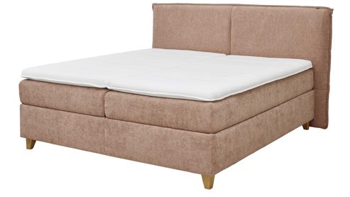 Boxspringbett Interliving aus Stoff in Rosa Interliving Boxspringbett Serie 1420 sienfarbene Chenille Toni & Wildeichefüße - Liegefläche ca. 180 x 200 cm