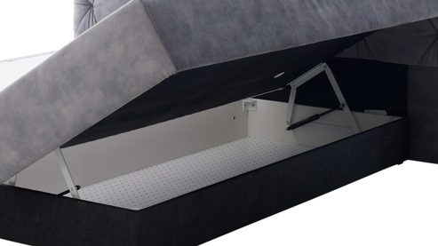 Boxspringbett Interliving aus Stoff in Grau Interliving Boxspringbett Serie 1420 - Boxspringbett mit Bettkasten silberfarbener Strickvelours Auri - Liegefläche ca. 180 x 200 cm