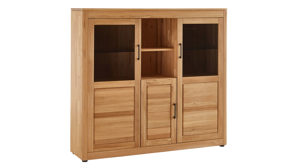 Highboard PARTNERRING COLLECTION aus Holz in Holzfarben PARTNERRING COLLECTION Programm Vigo - Highboard Eiche geölt - zwei Glastüren, eine Holztür, zwei Fächer, ca. 159 x 145 cm
