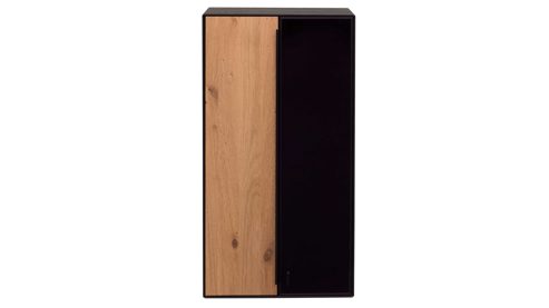 Hängeschrank Interliving aus Holz in Holzfarben Interliving Wohnzimmer Serie 2033 - Hängeschrank 126811 dunkelgraues Glas & Asteiche - zwei Türen, Breite ca. 92 cm