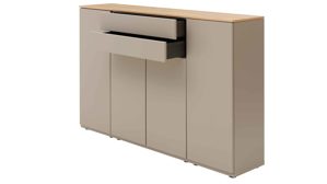 Highboard Interliving aus Holz in Grau Interliving Wohnzimmer Serie 2031 - Highboard BK18071 Grau & Risseiche - vier Türen, zwei Schubladen, Breite ca. 180 cm