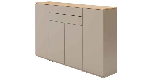 Highboard Interliving aus Holz in Grau Interliving Wohnzimmer Serie 2031 - Highboard BK18071 Grau & Risseiche - vier Türen, zwei Schubladen, Breite ca. 180 cm