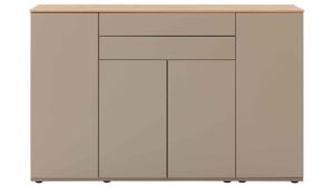 Highboard Interliving aus Holz in Grau Interliving Wohnzimmer Serie 2031 - Highboard BK18071 Grau & Risseiche - vier Türen, zwei Schubladen, Breite ca. 180 cm