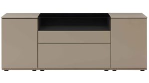 Sideboard Interliving aus Holz in Grau Interliving Wohnzimmer Serie 2031 - Sideboard CK18060 Grau & Risseiche - zwei Türen, zwei Schubladen, Breite ca. 180 cm