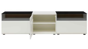 Wohnwand Interliving aus Holz in Weiß Interliving Wohnzimmer Serie 2031 - Wohnwand Tonweiß & graues Glas - Länge ca. 330 cm