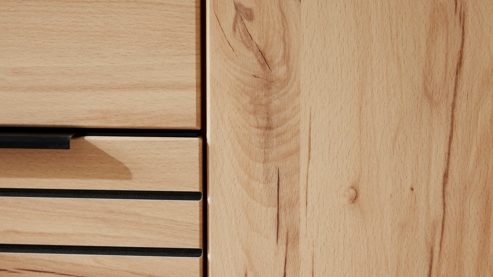 Wohnwand Interliving aus Holz in Holzfarben Interliving Wohnzimmer Serie 2032 - Wohnwand Risseiche - Länge ca. 330 cm