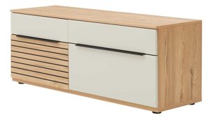 Wohnwand Interliving aus Holz in Beige Interliving Wohnzimmer Serie 2032 - Wohnwand Sandbeige & Risseiche - Länge ca. 315 cm