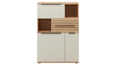 Wohnwand Interliving aus Holz in Beige Interliving Wohnzimmer Serie 2032 - Wohnwand Sandbeige & Risseiche - Länge ca. 315 cm