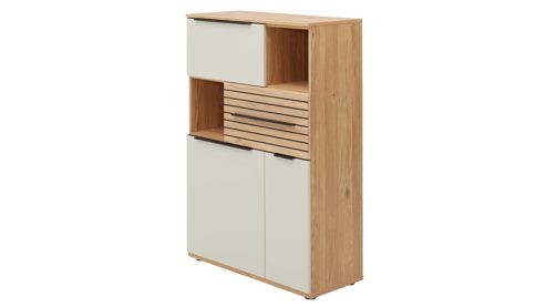 Wohnwand Interliving aus Holz in Beige Interliving Wohnzimmer Serie 2032 - Wohnwand EB31501 Sandbeige & Risseiche - Länge ca. 315 cm