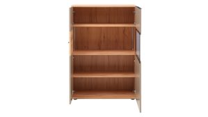 Highboard Interliving aus Holz in Grau Interliving Wohnzimmer Serie 2032 - Highboard Grau & Risseiche - vier Türen, Breite ca. 180 cm