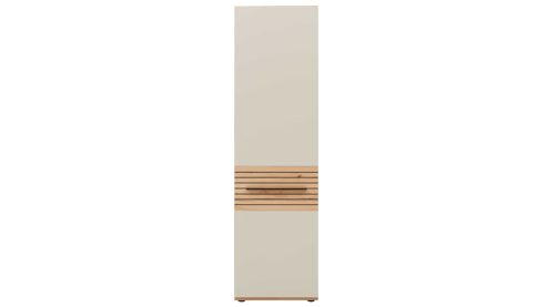 Vitrine Interliving aus Holz in Beige Interliving Wohnzimmer Serie 2032 - Vitrine Sandbeige & Risseiche - dreiteilig, Länge ca. 150 cm