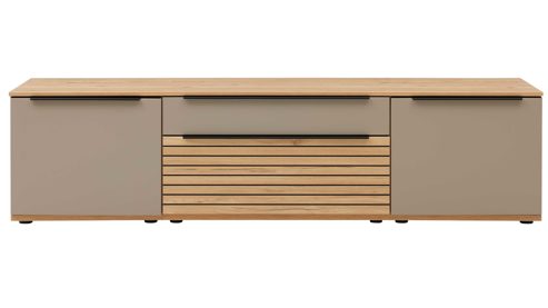 Wohnwand Interliving aus Holz in Grau Interliving Wohnzimmer Serie 2032 - Wohnwand EB31503 Grau & Risseiche - Länge ca. 315 cm