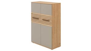 Wohnwand Interliving aus Holz in Grau Interliving Wohnzimmer Serie 2032 - Wohnwand Grau & Risseiche - Länge ca. 315 cm