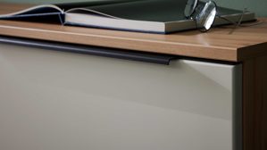 Lowboard Interliving aus Holz in Beige Interliving Wohnzimmer Serie 2032 - Lowboard LT21062 Sandbeige & Balkenbuche - dreiteilig, Länge ca. 210 cm