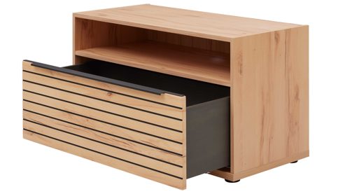 Lowboard Interliving aus Holz in Beige Interliving Wohnzimmer Serie 2032 - Lowboard LT21062 Sandbeige & Balkenbuche - dreiteilig, Länge ca. 210 cm