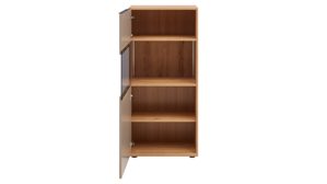 Highboard Interliving aus Holz in Grau Interliving Wohnzimmer Serie 2032 - Highboard Grau & Risseiche - drei Türen, Breite ca. 180 cm
