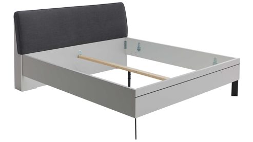 Bettgestell Interliving aus Holz in Grau Interliving Kleiderschrank Serie 1207  Bettgestell 864394 Satingrau & anthrazitfarbener Bezug Stone - Liegefläche ca. 180 x 200 cm