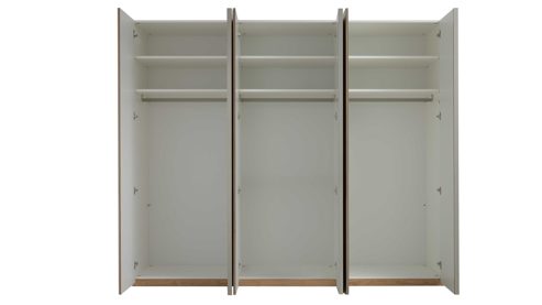 Kleiderschrank Interliving aus Holz in Holzfarben Interliving Schlafzimmer Serie 1210 – Kleiderschrank 98300 Taupe & Balkeneiche - sechs Türen, Breite ca. 299 cm