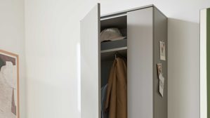 Garderoben-Set Interliving aus Holz in Hellgrau Interliving Garderobe Serie 6012 - Garderoben-Set 01 graubeiger Mattlack - fünfteilig