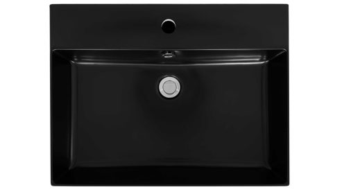 Badmöbel-Set Interliving aus Holz in Schwarz Interliving Bad Serie 7340 - Waschtischkombination Mattschwarz & Vikings Oak – Breite ca. 145 cm