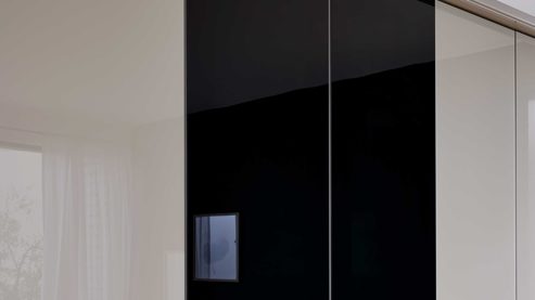 Kleiderschrank Interliving aus Holz in Hellgrau Interliving Kleiderschrank Serie 1205 – Kleiderschrank CJ3 inklusive Beleuchtung Kieselgrau & Schiefer – sechs Türen, Breite ca. 300 cm