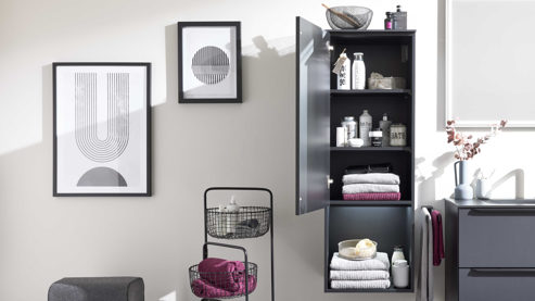 Badmöbel-Set Interliving aus Holz in Schwarz Interliving Bad Serie 7945 - Badmöbel-Set Graphitschwarz