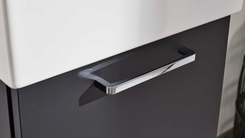 Waschtisch-Set / Waschbecken-Set Interliving aus Holz in Schwarz Interliving Bad Serie 7961 - Waschtischkombination graphitschwarzes Lacklaminat & weiße Keramik