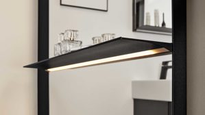 Wandspiegel Interliving aus Spiegel in Transparent Interliving Bad Serie 7961 - beleuchteter Wandspiegel mattschwarzes Metall - ca. 80 x 158 cm