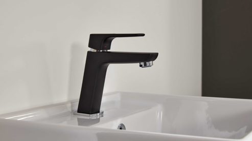 Badmöbel-Set Interliving aus Holz in Schwarz Interliving Bad Serie 7961 - Badmöbel-Set graphitschwarzes Lacklaminat