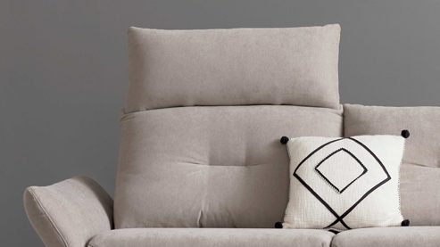 Kopfstütze Interliving aus Stoff in Hellgrau Interliving Sofa Serie 4400 - Kopfstütze platingrauer Bezug DWN 49 - Breite ca. 82 cm