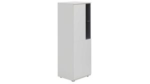 Highboard Interliving aus Holz in Weiß Interliving Wohnzimmer Serie 2031 - Highboardkombination Tonweiß - dreiteilig, Breite ca. 180 cm