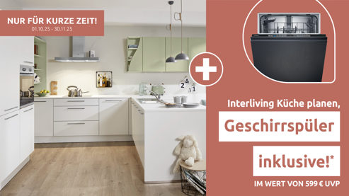 Einbauküche Interliving aus Holz in Weiß Interliving Küche Serie 3010 mit privileg Einbaugeräten Weiß & Avocado – vierzeilig