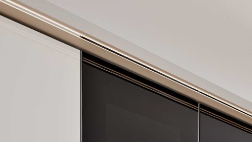 Kleiderschrank Interliving aus Holz in Hellgrau Interliving Kleiderschrank Serie 1205 – Kleiderschrank CJ3 inklusive Beleuchtung Kieselgrau & Schiefer – sechs Türen, Breite ca. 300 cm