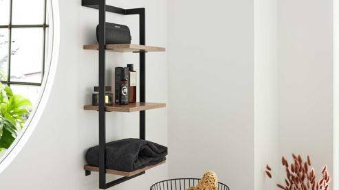 Badmöbel-Set Interliving aus Holz in Schwarz Interliving Bad Serie 7340 - Badmöbel-Set mit vielen Extras Mattschwarz & Vikings Oak