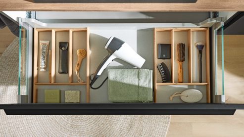 Badmöbel-Set Interliving aus Holz in Schwarz Interliving Bad Serie 7340 - Badmöbel-Set mit vielen Extras Mattschwarz & Vikings Oak