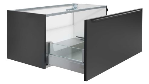 Badmöbel-Set Interliving aus Holz in Schwarz Interliving Bad Serie 7340 - Badmöbel-Set mit vielen Extras Mattschwarz & Vikings Oak